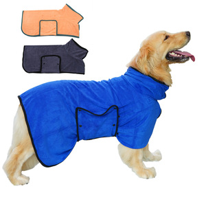 <b>Dog</b> Bathrobe Microfiber Absorbent Quick Drying Towel <b>Clothes</b> For Golden Retrievers Four Seasons Use Dark Blue Dark Gray Orange - Product Image 1
