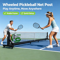 Poteau de filet de pickleball en acier galvanisé, couleur personnalisée, durable, facile à transporter, avec roues pivotantes, pour club sportif