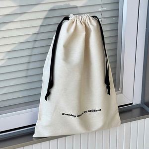 Eco-Friendly Large Cotton Canvas <b>Drawstring</b> Bag Black Ribbon Organic GOTS Certified Dust <b>Pouch</b> for Bracelets Glasses Rings Gift - Product Image 3