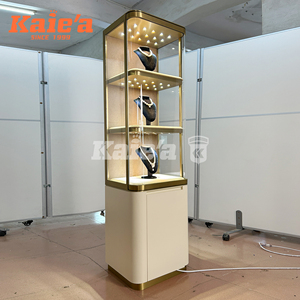 Sang trọng cao cấp cửa hàng đồ trang sức hiển thị tủ hiển thị kim loại thép không gỉ đồ trang sức cao Tủ tùy chỉnh đồ trang sức bằng đá cẩm thạch Showcase - Product Image 4
