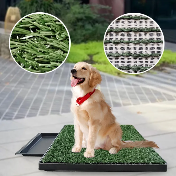 25*20inch Indoor Pet Puppy Dog Potty Pee Turf Puppy Training Pad Dog Toilet Artificial Grass Pad With Tray