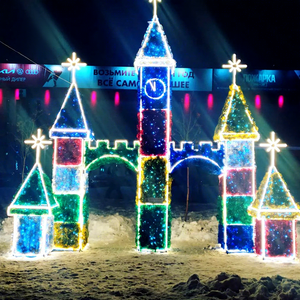Giant Christmas Castle Motif <b>Light</b> Sculpture for Garden Park Plaza and Outdoor Festival Decoration - Product Image 1