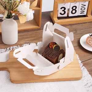 Kraft Paper Dessert <b>Box</b> 12x8x14cm With Handle For Cake Packaging - Product Image 3