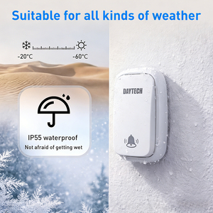 Timbre Inalámbrico Daytech, Impermeable, con 60 Melodías, 5 Niveles de Volumen, Largo Alcance de 150m, Blanco+Negro - Product Image 3