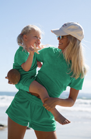 Ensemble de plage classique personnalisé pour maman et fille, t-shirt et short oversize en éponge, vente en gros