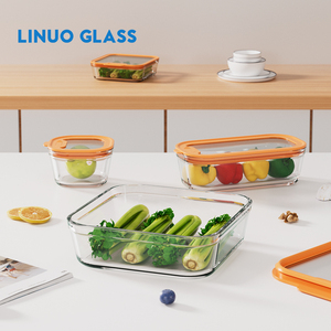 Lunch Box LINUO contenitori frigo da cucina scatola per il pranzo Set per microonde per bambini in vetro contenitore da cucina con coperchio ermetico