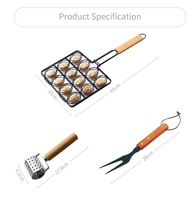 Accessoires de barbecue en acier OEM acceptés, paniers de cuisson coréens en maille pour grillades en extérieur, idéaux pour les boulettes de viande, les pique-niques et le camping