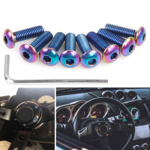 Tornillos para Volante de Coche M5X0.8, Cabeza Plana y Redonda, Azul Verde, Acero Inoxidable 304, Pernos de Fijación para Modificación de Carreras - Product Image 3