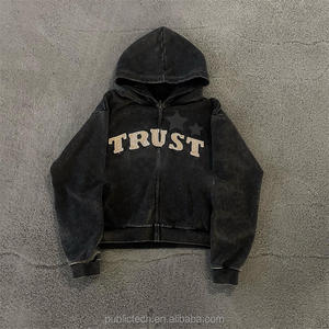 เสื้อฮู้ดโอเวอร์ไซส์สำหรับผู้ชายเสื้อฮู้ดผ้าคอตตอนแบบรูดซิปสำหรับผู้ชาย - Product Image 4