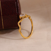 Fashion Dainty Water Wave Drop Zirkon schmuck 18 Karat vergoldeter Schlangen ring 18 Karat vergoldeter Edelstahls chmuck