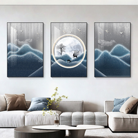 Peinture murale triptyque en porcelaine de cristal, décoration d'intérieur de luxe, cadre personnalisé, œuvre d'art animale, vente en gros