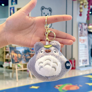 Porte-clés <span class=keywords><strong>Totoro</strong></span> style coréen, mignon, avec cape à motif <span class=keywords><strong>feuille</strong></span>, breloque animal en peluche, jouets en peluche boule de charbon, pour sacs à dos, chic, unisexe, rembourré en coton PP - Product Image 4