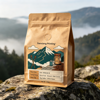 Sac à café à fond plat, scellé sur huit côtés, imprimé en héliogravure, résistant à l'humidité, de qualité alimentaire, prix d'usine