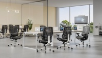 Chaise de bureau exécutive ergonomique économique en maille, avec accoudoirs 3D réglables, sans appui-tête, pour utilisation au bureau d'ordinateur