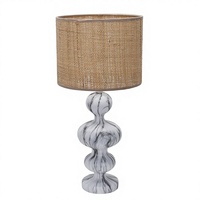 Lampe de table moderne électrique à LED en résine et tissu, abat-jour marron écologique, éclairage de luxe pour bureau, maison, chevet, bureau, lumière blanc chaud