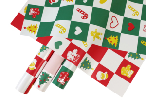 Grid Christmas <strong>Elements</strong> Gifts Wrapping <strong>Paper</strong> for Celebrating Holiday Gift Packaging - Product Image 2