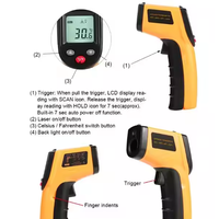 Thermomètre laser IR en plastique jaune LCD -50°C-550°C, capteur de température numérique sans contact, OEM/ODM IP43