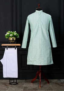 Ropa informal para fiesta de boda, tela Mono Banglory, Kurta tradicional y pesada para hombre con pijama, proveedor de la mejor calidad al por mayor - Product Image 4