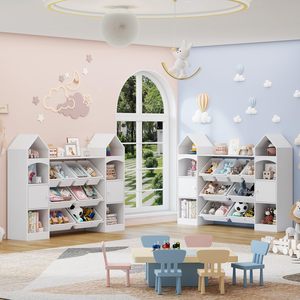 Trẻ Em Của Phòng Bằng Gỗ Đôi Cửa Lâu Đài Hình Dạng Trẻ Em Của Đồ Chơi Lưu Trữ Tổ Chức Tủ Cho Sách Phòng Khách - Product Image 2