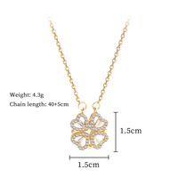 Nouveau collier pour femme à double port, ouverture et fermeture cœur à cœur, fleur à quatre feuilles, chaîne de clavicule en acier titane