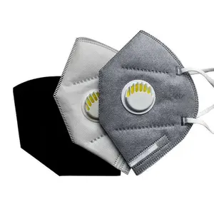 Máscara negra FFP2 con válvula 6ply KN95 Máscara respiradores con filtro de carbón activo A prueba de polvo para hombre Plantas de cemento Mascarilla facial de trabajo - Product Image 2