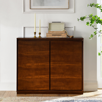Buffet moderne couleur noyer avec 2 trous pour prises, armoire de rangement pour salon