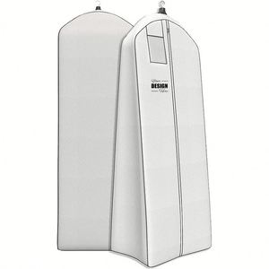 Custom Wedding Dress <b>Garment</b> Bag - 72" Travel & Storage <b>Cover</b> for Puffy Bridal Gowns with 20" Gusset - White/Grey - Product Image 1