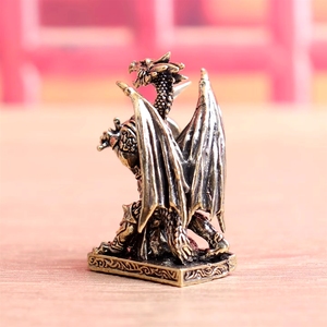 Statue de dragon en laiton, ornement de bureau, <span class=keywords><strong>mythologie</strong></span> <span class=keywords><strong>européenne</strong></span>, décoration rétro Feng Shui pour la maison - Product Image 3