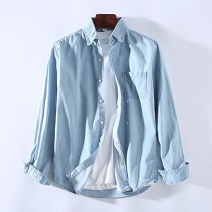 2020 primavera degli uomini di Modo Cotone A Maniche Lunghe Camicie Casual Camicia di Jeans di Grandi Dimensioni Gli Uomini Camice di Vestito Normale - Product Image 3