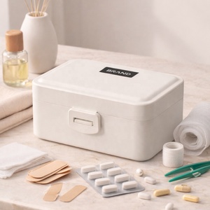 Boîtes de <span class=keywords><strong>rangement</strong></span> pour pilules JH Medibox de couleur blanche, boîte à pilules de grande capacité, boîte à médicaments en plastique portable pour le stockage des pilules - Product Image 1