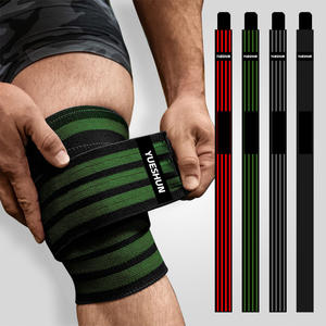 Tali selutut poliester elastis perekat diri perban kuat kebugaran kompresi tali lutut pelindung olahraga Gym untuk angkat beban - Product Image 1