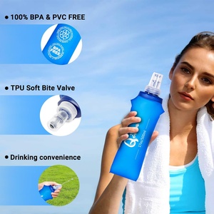 17oz/500ml BPA-Free TPU Collapsible <b>Foldable</b> Sports <b>Water</b> <b>Bottles</b> Soft Flask Hydration Pack for Running Hiking Cycling - Product Image 2