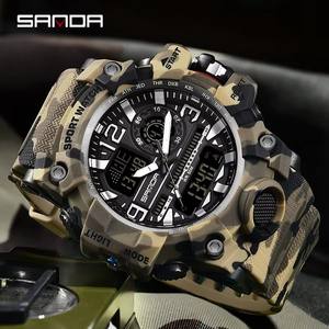 Reloj Deportivo SANDA 3359 para Hombre, LED Digital Analógico con Doble Pantalla, Resistente al Agua 5BAR, Camuflaje, Cuarzo, Alarma, Edición Limitada - Product Image 4