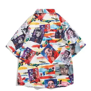 Factory Direct Sale high quality Button Down Party Pop Art floral Hawaiian polyester shirt for men