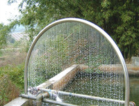 Fuente de agua en forma de O de acero inoxidable de Turkmenistán, de 15 m de diámetro, con cascada gráfica y cortina de lluvia, fuente danzante.