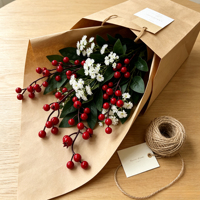 Ranting Buah Berry Merah Natal Buatan untuk Pembungkus Kado Natal, Pembuatan Karangan Bunga, Perlengkapan Bunga, Dekorasi Acara Pesta Liburan Musim Dingin