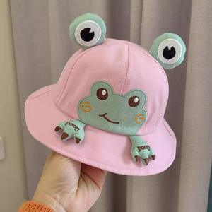 Chapeau Bob de Pêcheur en Coton Uni Brodé Style Image, Protection Solaire Mignonne pour Bébé, Motif Grenouille, Collection Été 2026, Vente en Gros - Product Image 2