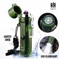 Briquet à arc plasma multifonction avec boussole et lampe torche, étanche, coupe-vent, rechargeable, pour le camping en plein air, la survie, OEM