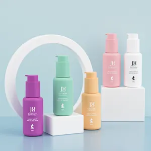 Serum Bottle With Pump Custom Logo 30ml 50ml 100ml Round Empty Skincare Packaging Cosmetic Lotion Pump Bottle Face Serum Bottle With Pump