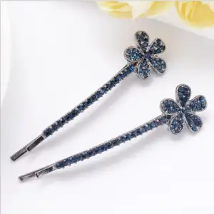 Barrettes chics en bronze pour femmes, lot de 28 pièces, strass bleu foncé, cristal, pavé papillon, breloque, épingles à cheveux, bébé, H1541