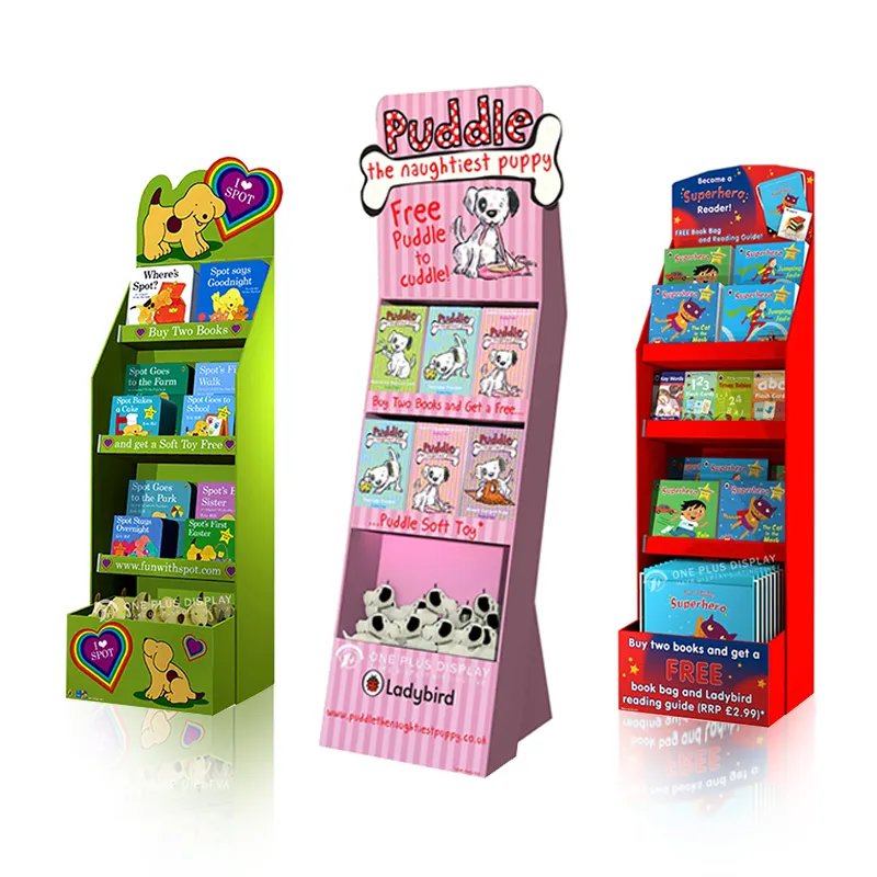 High Quality Carton Stand Promotion Recyclable Foldable Paper Floor Cardboard Gift Greeting Card Display Stands