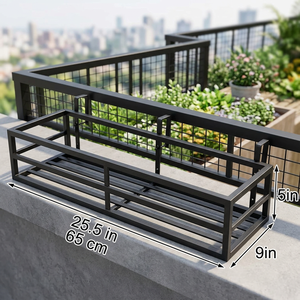 Support mural rectangulaire moderne en métal pour plantes, finition thermolaquée, pour balcon et extérieur - Product Image 3