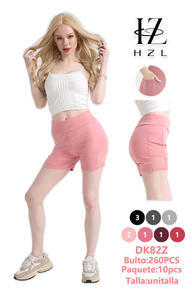 Shorts taille haute pour femmes HZL, en coton et élasthanne, tricotés, respirants, avec poches, vêtements décontractés - Product Image 1