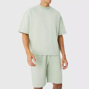 Full Cotton Quality Boxy Fit <strong>T</strong> <strong>Shirts</strong> and Shorts Sets for Men Summer Custom Knitted Men Short Sets Casual Sports Short Tracksuit - Product Image 3