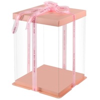Boîte à gâteau transparente rose en gros d'usine 4 6 8 10 12 pouces monocouche Double hauteur trois une boîte à gâteau d'anniversaire pour usage alimentaire