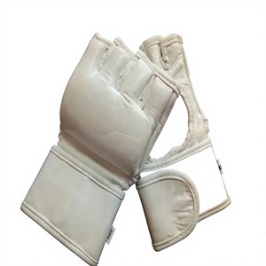 PU Leather Kick Boxing Muay Thai Training Grappling MMA Gloves Adjustable Wrist Strap Hook Loop Closure Lightweight Breathable - Product Image 1