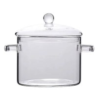 Olla de Cocina de Vidrio Grueso Resistente al Calor, Apta para Lavavajillas, de Gran Capacidad, Moderna y Económica, con Doble Asa y Tapa