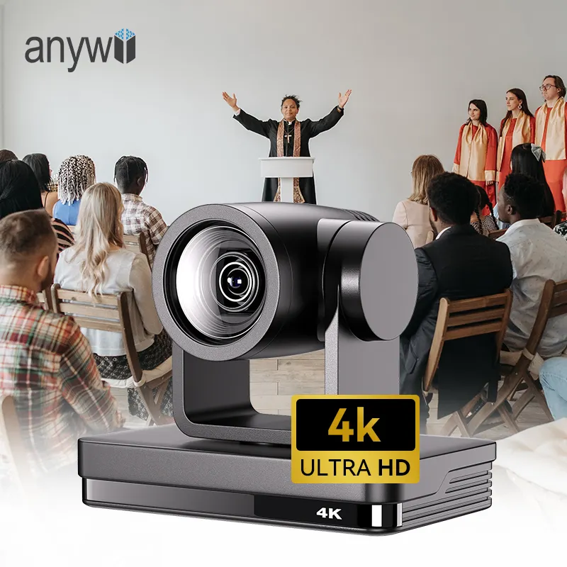Anywii cámara de seguimiento automático 4K UHD PTZ NDI Cámara 12X zoom óptico Cámara de videoconferencia para estudio de Iglesia