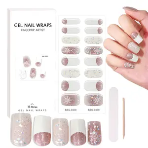 BEAU FLY Adesivo De Unha 20pcs Nails Art Stickers Uv Festival Christmas Semi Cured Gel Nail Wraps