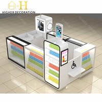 Kiosque de réparation de téléphones personnalisé, luxueux, moderne et écologique, avec écran LED, vitrine pour téléphones portables en verre trempé et MDF